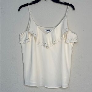 Express Ivory Eyelet Ruffle Top